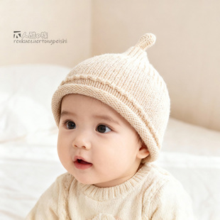 小宝宝帽子秋冬季可爱尖尖针织帽韩版时尚小月龄幼童保暖毛线帽潮
