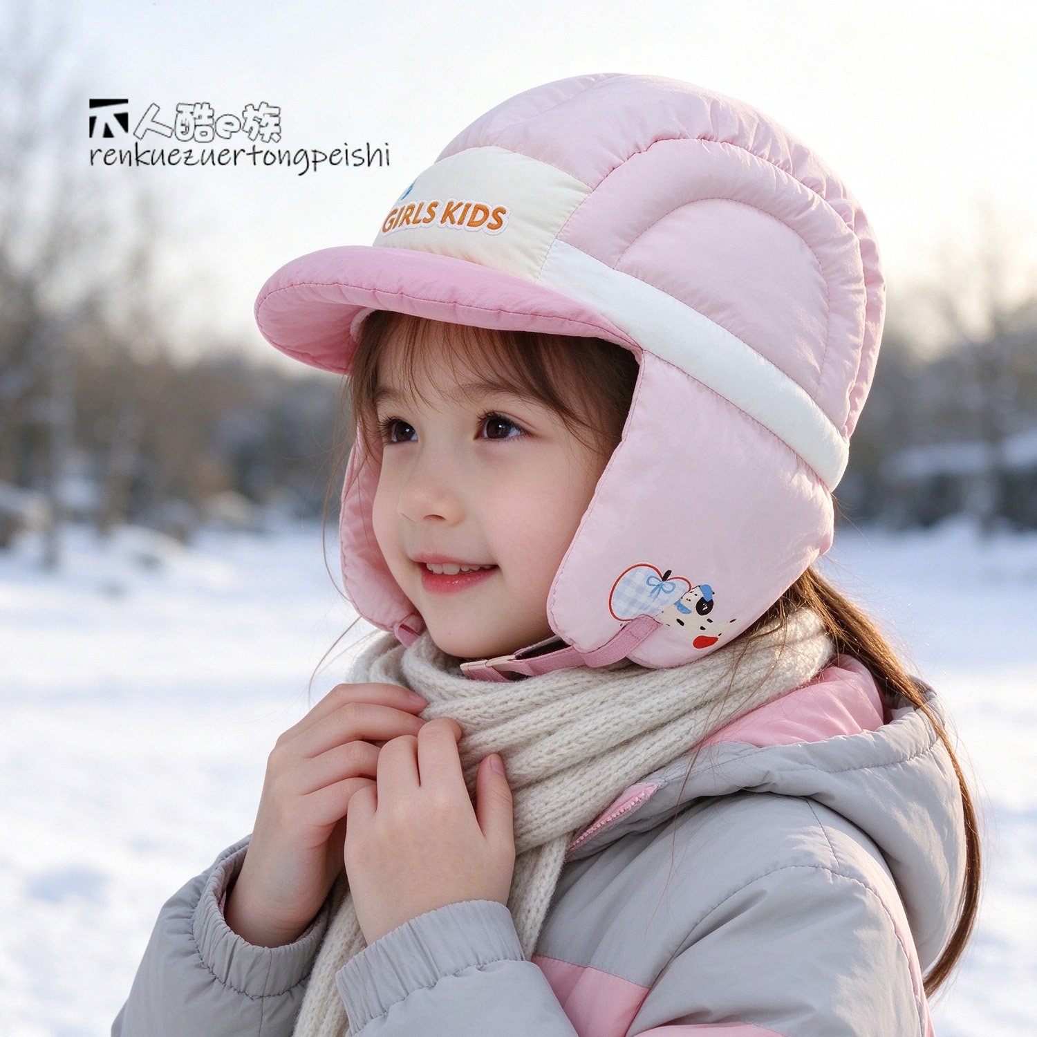 冬季儿童滑雪帽子时尚拼色防水防风保暖轻盈柔软男童女宝宝护耳帽
