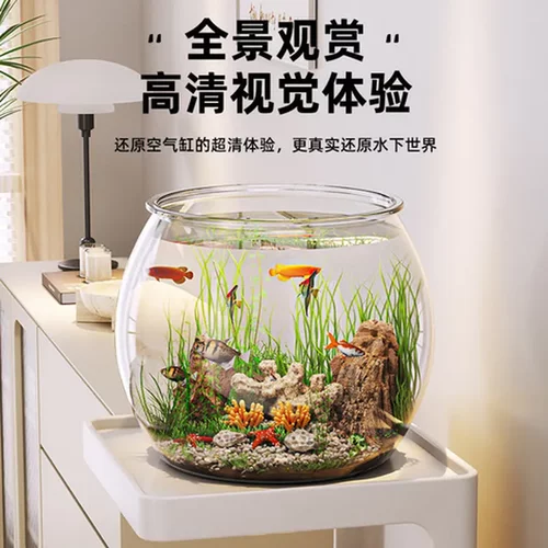微景缸观赏鱼fishtank庭造景桌面水草缸透明阔小金鱼缸客厅