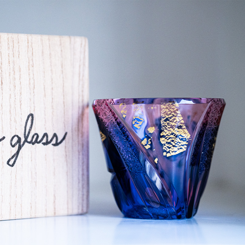 小林昂平限量蓝紫金箔威士忌酒杯