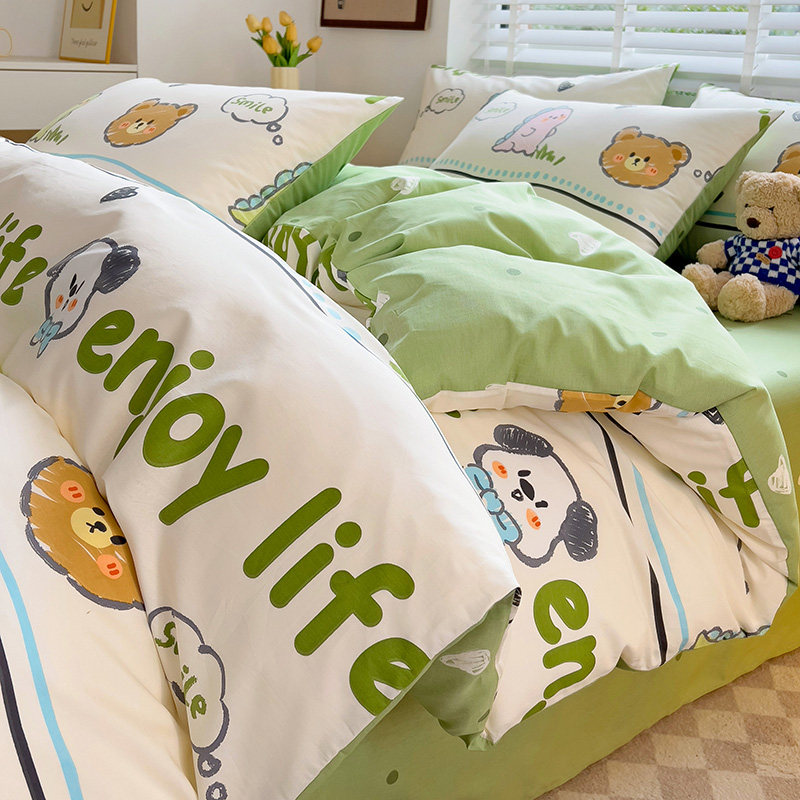 纯棉可爱卡通学生儿童单人被套三件套全棉1.5/1.8m床上用品四件套
