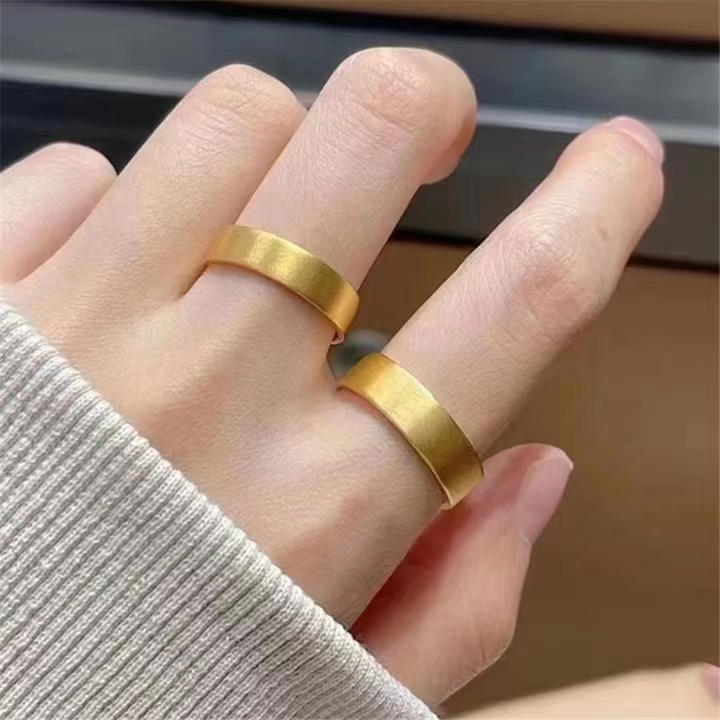 古法传承素圈金戒指男女小众网红