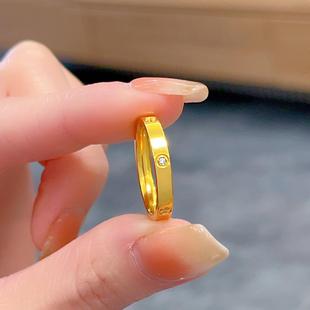 经典素圈钻石米字戒指男女小众设计钛钢情侣对戒食指环简约不掉色