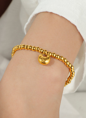 小胖福珠珠手链女钛钢不掉色