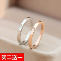 Phong cách Nhật Bản sang trọng kim cương sang trọng nhẫn tối giản nữ sinh viên cá tính thép titan vàng hồng phần tốt vòng đuôi ngón tay nhỏ lưới màu đỏ - Nhẫn nhẫn bạch kim nam