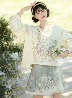 倚梦阁原创清晨花园汉服女中国风汉元素新中式上衣半裙套装