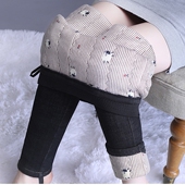 松紧高腰外穿小脚铅笔裤 蚕丝棉裤 新款 2025年冬季 女加棉加厚牛仔裤