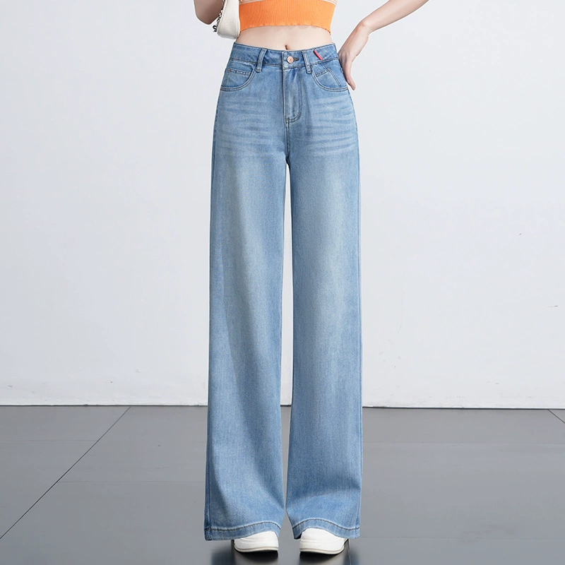 薄款阔腿牛仔裤女2026夏季新款垂感修身显瘦直筒裤高腰时尚长裤潮