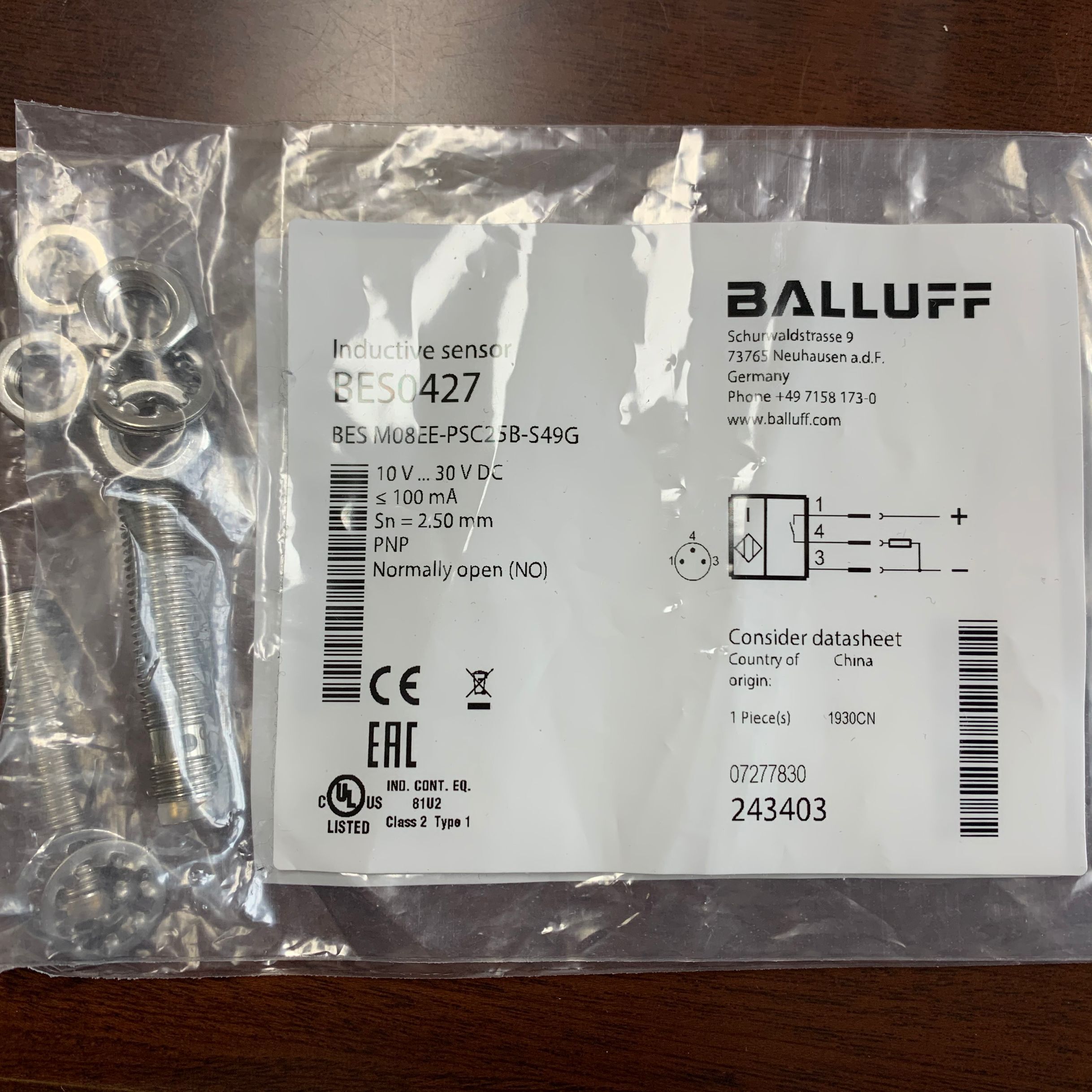 全新原装BALLUFF巴鲁夫 BES0427 BES M08EE-PSC25B-S49G 现货