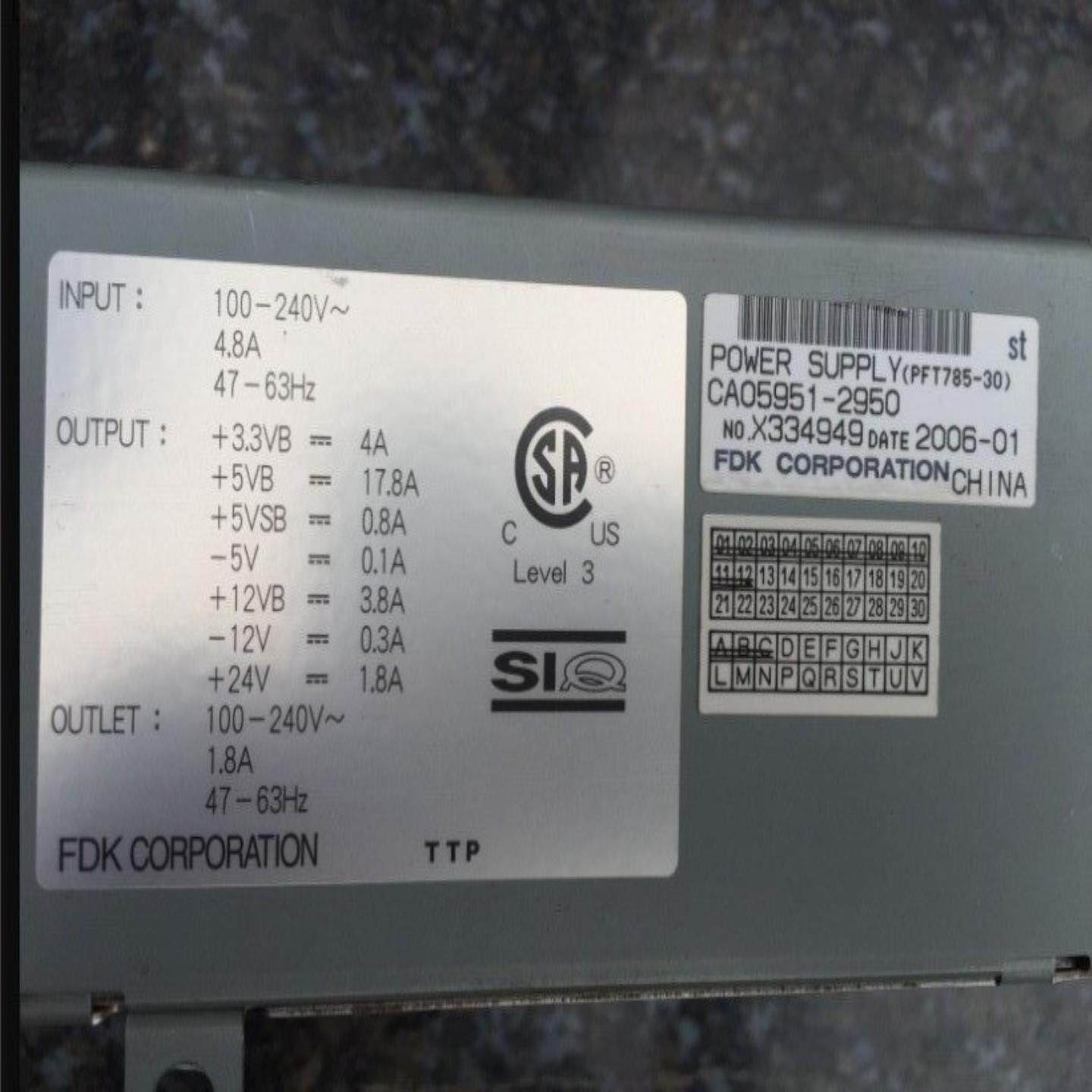 原装 PFT785-30 CA05951-2950 NOX334949 FDK CORPORATION 电源