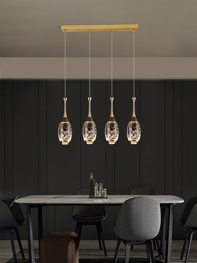 现代简约轻奢水晶灯餐厅吧台吊灯饭店商用橱窗饭厅四头三头长桌灯