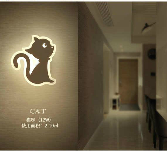 护眼猫咪壁灯床头灯卧室个性过道玄关楼梯灯具儿童房卡通简约现代