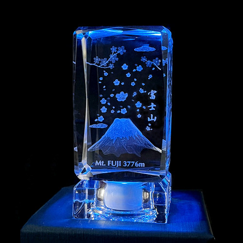 富士山水晶工艺品日本旅游纪念品创意生日礼物水晶内雕摆件定制
