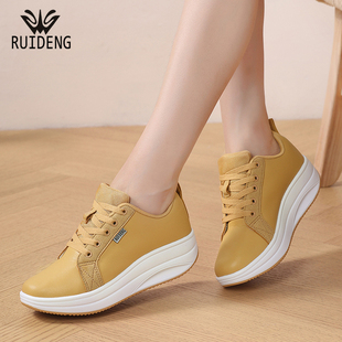睿登韩版休闲鞋女鞋皮面摇摇鞋运动旅游鞋女鞋妈妈走步鞋2025冬季