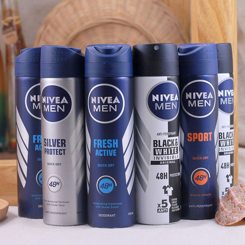 nivea妮维雅香体止汗喷雾酷爽男士魅力48h持久干爽150ml进口2支装