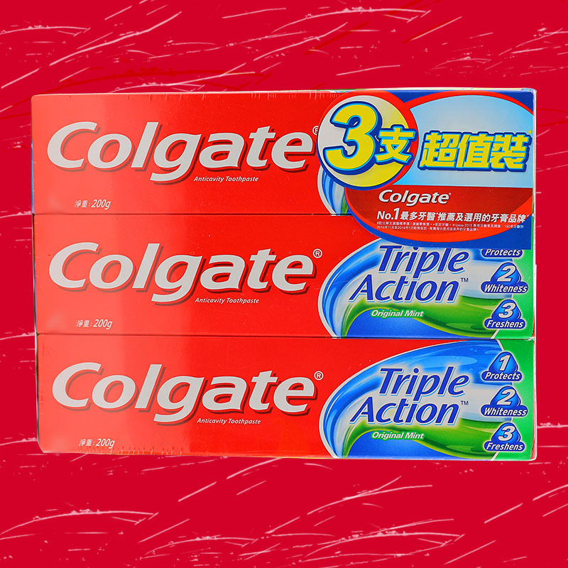 港货进口三重功效高露洁牙膏清新