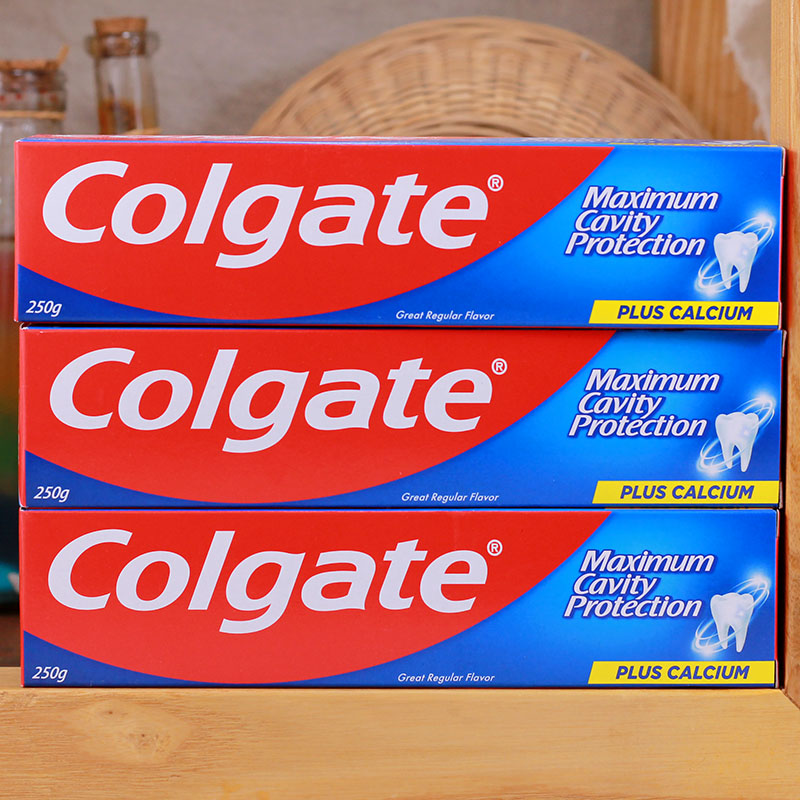 Colgate高露洁牙膏清新型250g固齿防蛀美白含氟香港进口港货3支装