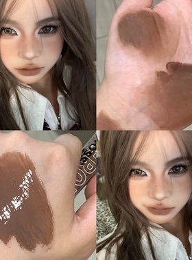 美拉德欧美风土棕色双头唇釉女雾面哑光焦糖巧克力色镜面水光口红