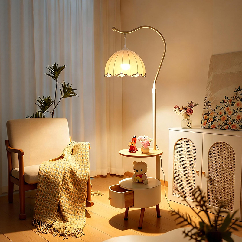 新款高颜值简约艺术带茶几落地灯