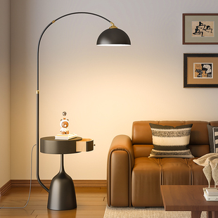 高级感钓鱼灯落地灯客厅沙发旁边置物架现代艺术氛围卧室台灯一体