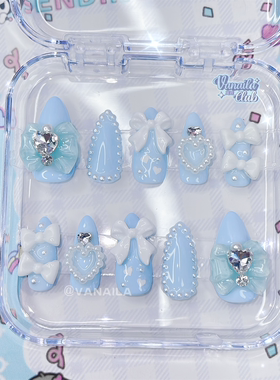 水色浅蓝色天使量产型可爱万霓穿戴甲日系VANAILA美甲