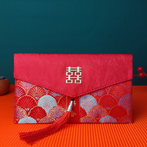 高档布艺结婚万元红包改口敬茶