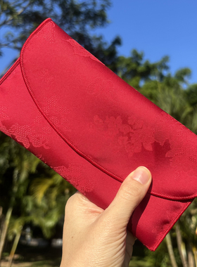 红色花卉蝴蝶图案红包利是封新年春节高级感复古款通用布艺红包袋