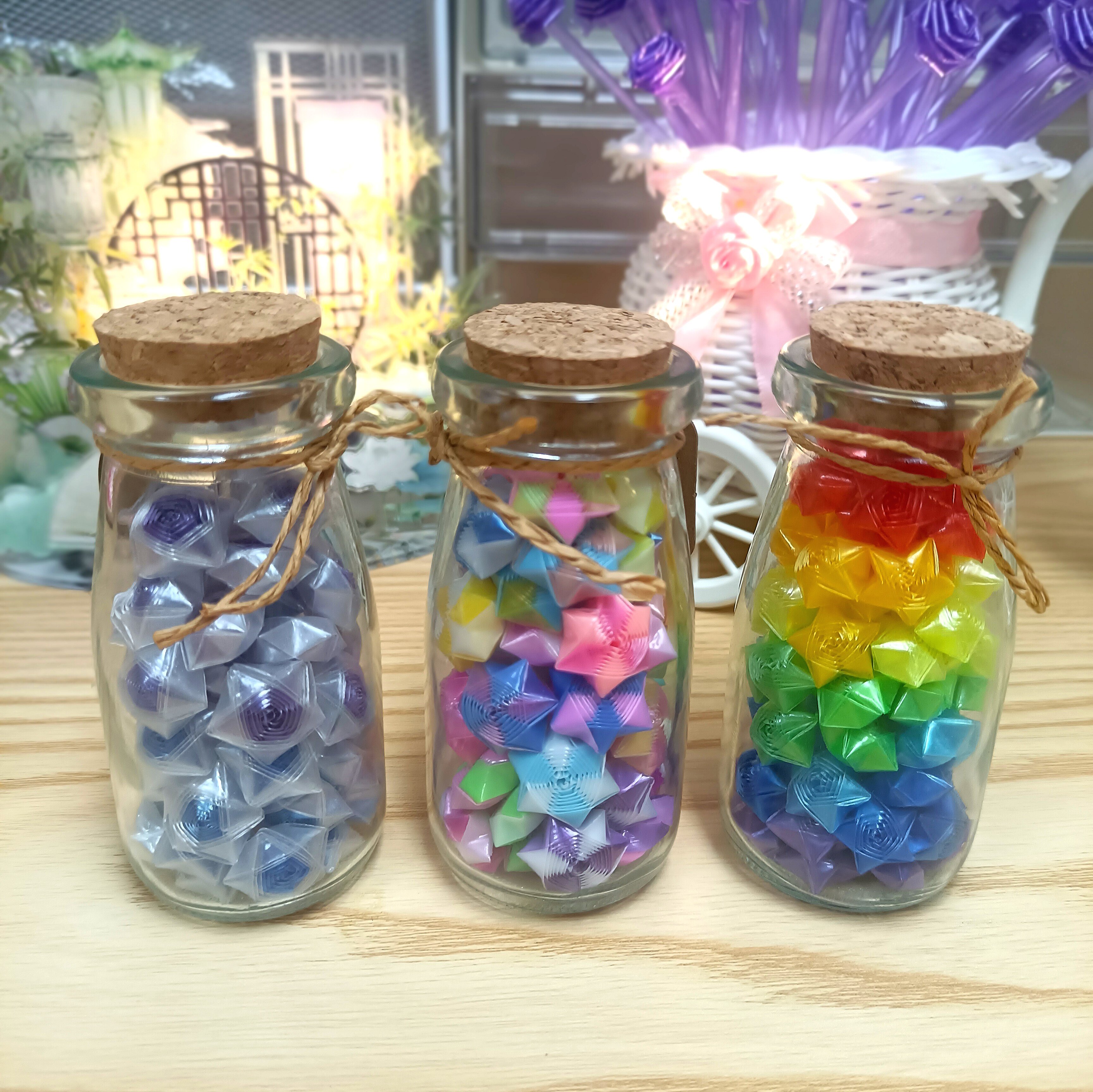 双色塑料吸管星星幸运星手工成品布丁许愿瓶生日七夕伴手礼物包邮
