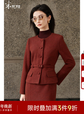 米思阳2025冬季新款老钱风复古绵羊毛外套修身通勤保暖上衣女5619