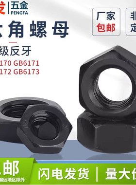 10级反牙六角螺母高强度发黑反扣薄螺母细牙螺丝帽M8M10M12-M42