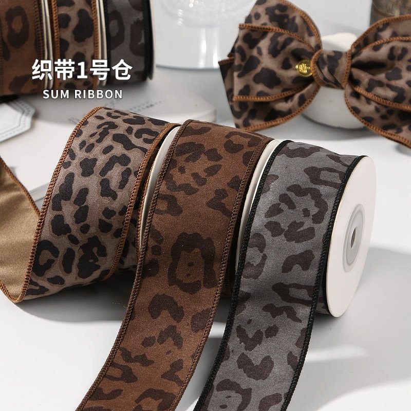 单面拷边豹纹印花缎带织带大肠发圈DIY蝴蝶结辅料礼品包装丝带,纺织面料/辅料/配套,织带/丝带/缎带,淘宝优惠券,粉丝福利购,淘宝优惠卷