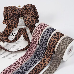 丝带diy材料双面斜纹豹纹加厚直边布带 蝴蝶结服装辅料草帽织带