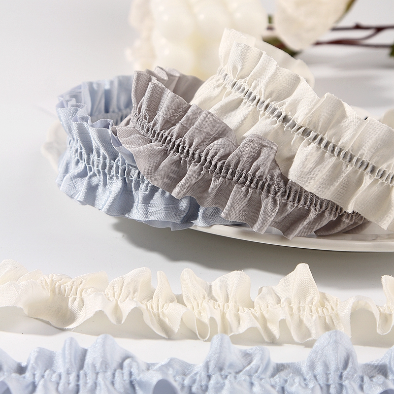 双边木耳边褶皱微弹织带DIY发箍制作辅料丝带花束礼盒装饰包装带