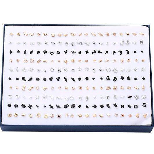 韩版包邮地摊格子铺100对盒装塑料精品可爱小迷你软陶耳钉