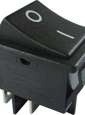 进口R5船形电源开关复位按键2档220V黑色16A亮群翘板触动25*32MM