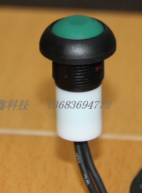 PAS6带线圆形不带锁绿色防水按键开关复位按钮常开台湾德利威M12