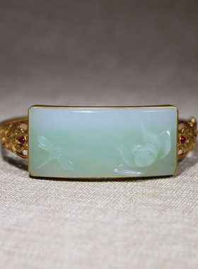 玉秀和田玉金镶手镯定制手牌饰品