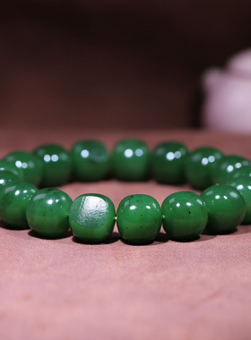 玉秀和田碧玉老型珠手串定制手饰