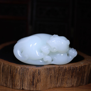 玉秀新疆和田玉立体貔貅手把摆件男女苏工籽料雕刻羊脂定制带证书