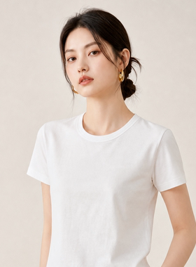 【CC家CC】纯汉麻T恤白色2026夏季上衣新款女士U领短袖ZZHM010