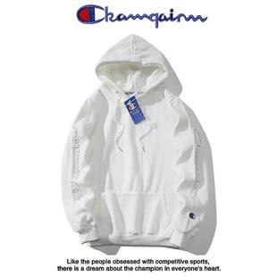 帽衫 休闲潮牌情侣装 男女同款 纯棉加绒加厚卫衣连帽刺绣宽松套头衫