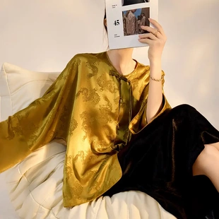金色新中式 女款 高奢乔迁之喜穿 独特2025 外套缎面国风老钱新款