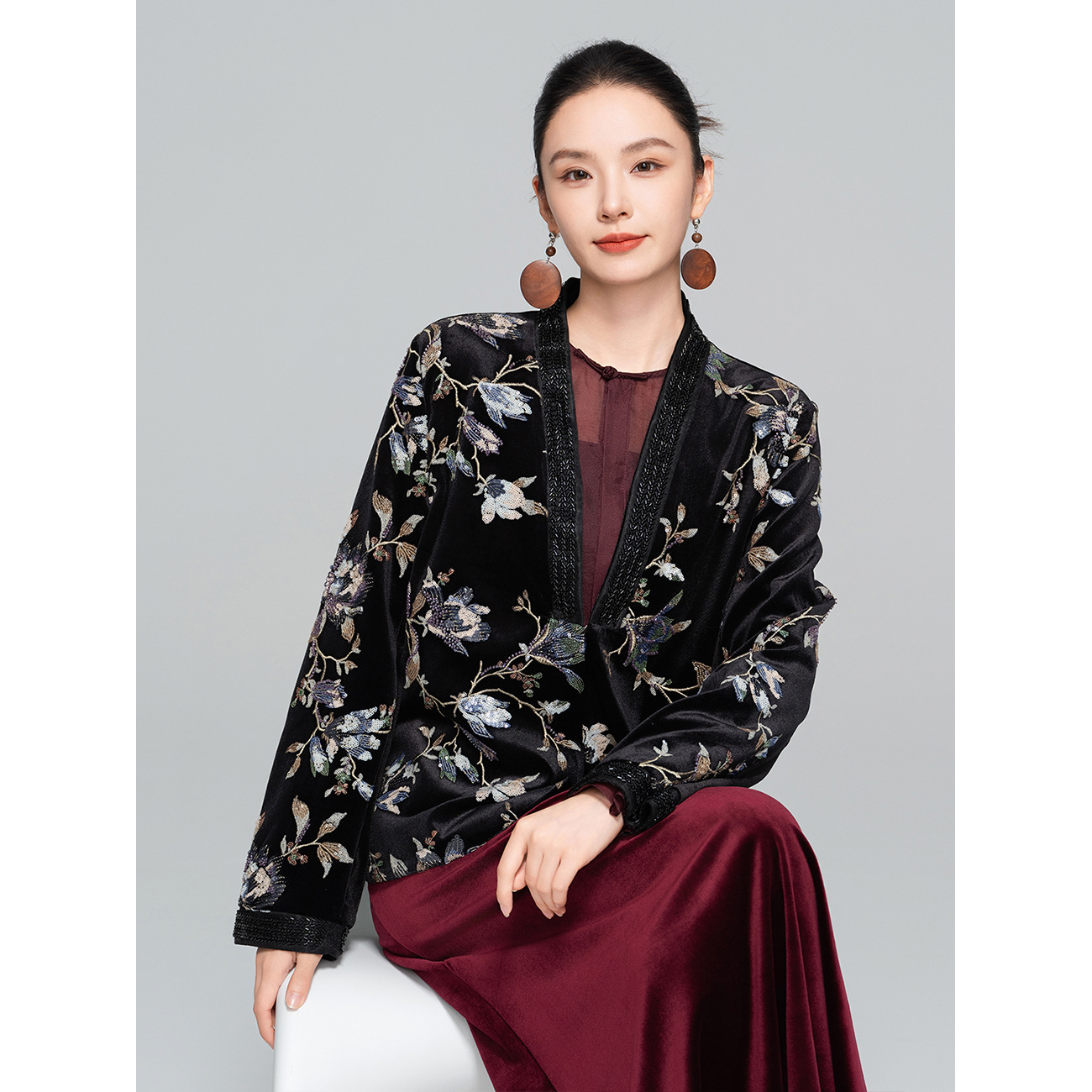 知合堂新中式亮片外套女
