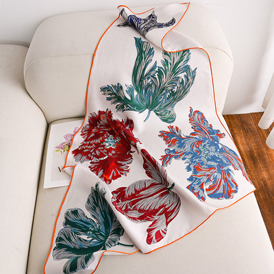 春季新款花朵真丝丝巾｜100轻奢