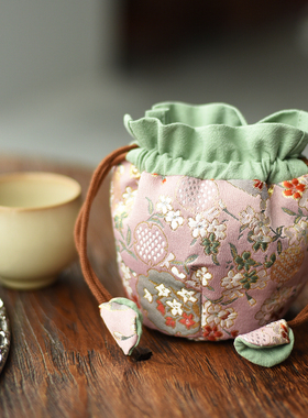 高档加厚茶杯主人杯收纳布袋子手提茶具便携包装袋珠宝首饰文玩包