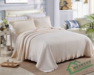 清仓外贸纯色柔软纯色绗缝被三件套夹棉双人床罩水洗空调被夏被