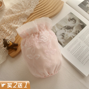 秋冬学习工作套袖 三层防污蕾丝袖 女短款 口防脏护袖 套白色羽绒服袖