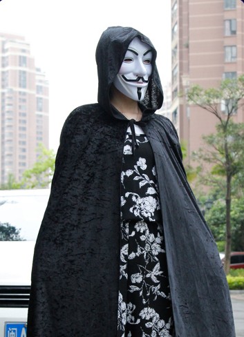 万圣节v字仇杀面具带帽披风舞会恐怖面具成人鬼步舞仇杀队披风