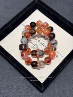 天然红胶花闪灵钻茶晶方糖盘珠手链单圈水晶手串设计款女生礼物