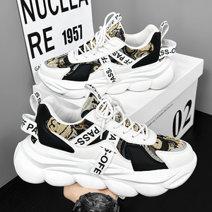 网红爆款男鞋春季2026新款网面运动鞋青少年百搭增高帆布老爹潮鞋